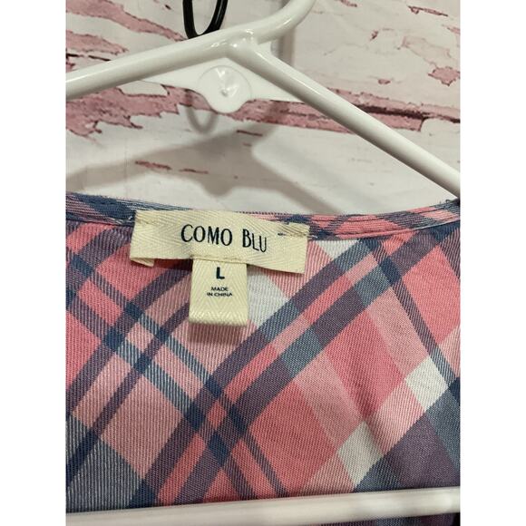 Como Blu Size Large Blouse Plaid - Picture 3 of 9